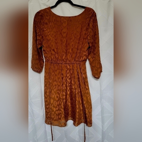 BCX Juniors' Embossed Cheetah Dress Orange - Picture 6 of 8